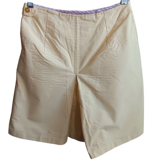 25" Vintage 1970's Womens Skirt COUNTRY YELLOW Taper COTTON BLEND Skort Shorts - Picture 2 of 9